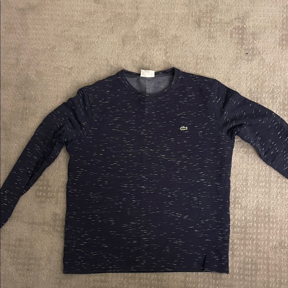 Lacoste Men's Dark Blue Patterned Long Sleeve Tee